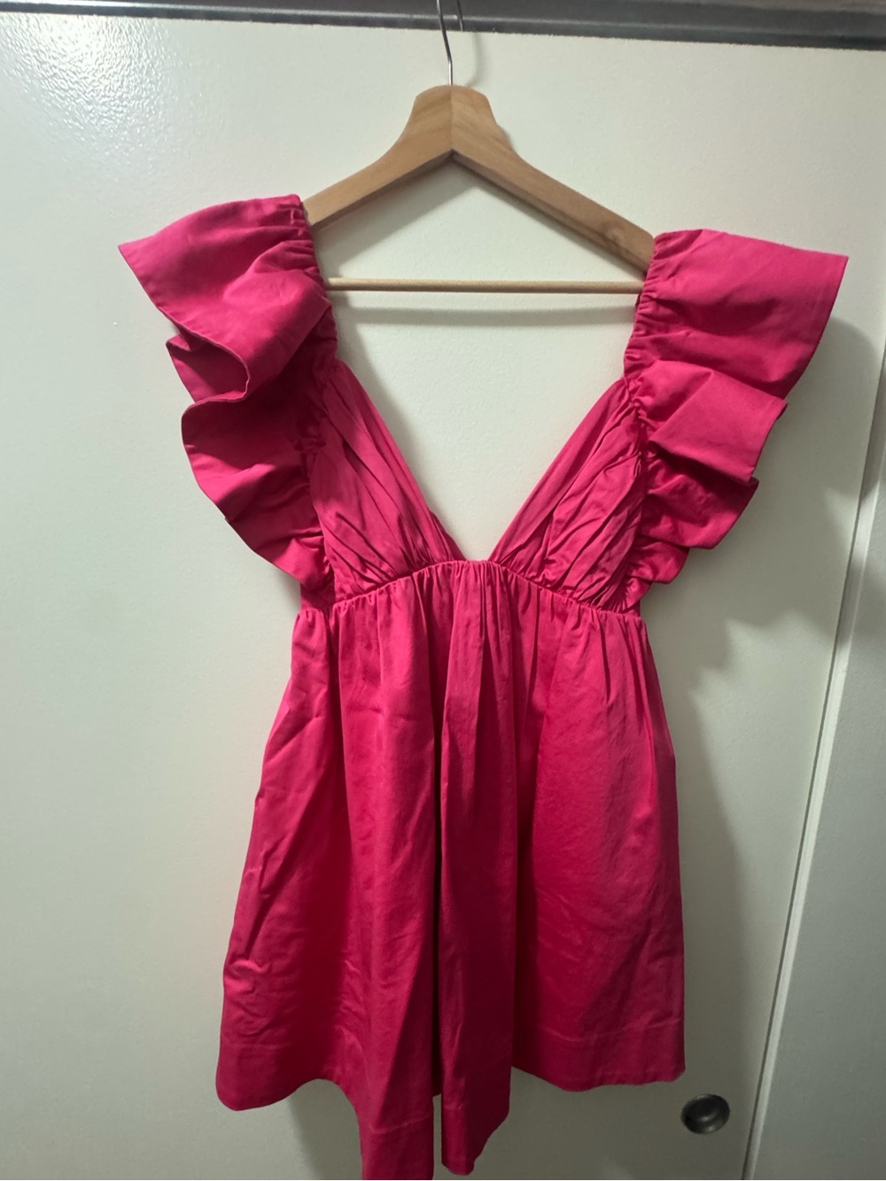 Only worn once! For Love & Lemons Clementine Pink Ruffle Open Back Mini Dress S